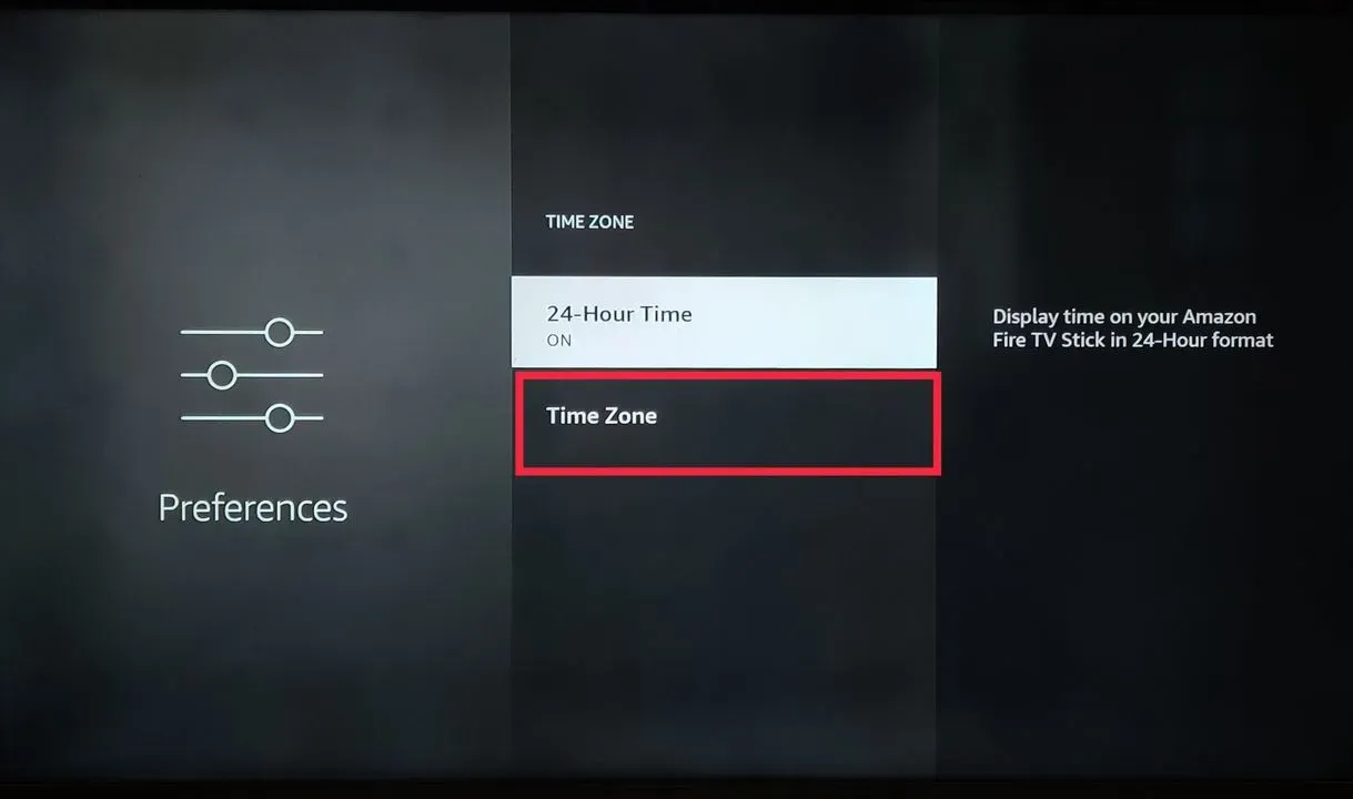 Image showing selection of Time Zone tab out of two options